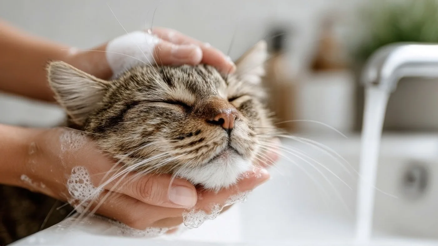 Ruhige Katzenpflege